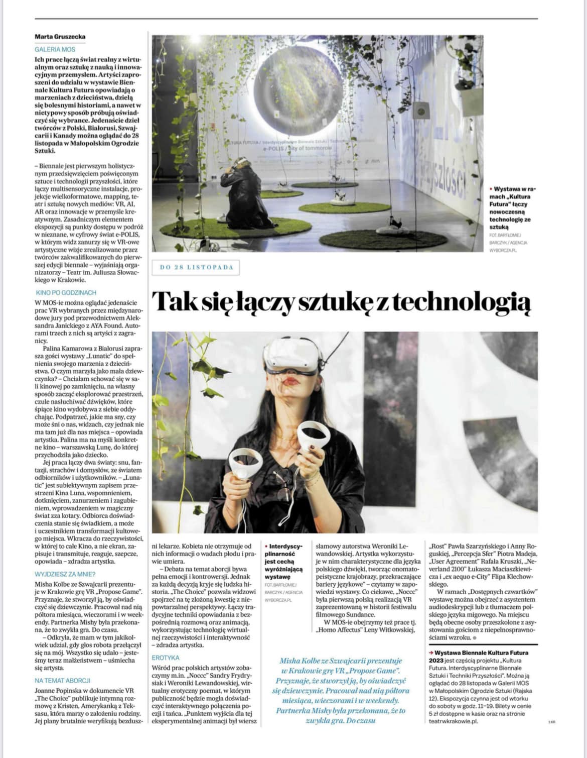 Gazeta Wyborcza o Wystawie Biennale Kultura Futura 2023